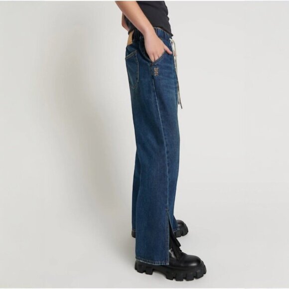 NWT One Teaspoon Roadhouse Wide Leg Drawstring Denim Jeans Royal Blue Size 4 - Picture 3 of 8
